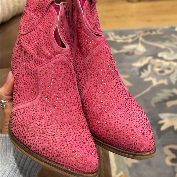 Pierre Dumas Fuchsia Rhinestone Ankle Boots - Picture 2 of 7